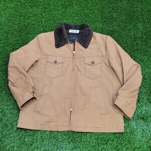 Vintage 90s Chore Field Jacket XL 26x29 Beige Sherpa-Lined